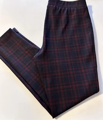 Talbots Pull On Plaid Maroon and Blue with Zippered Ankles Size Medium - Image 1 of 4
