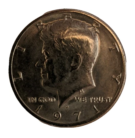 Collectible 1971-D KENNEDY HALF DOLLAR JFK 50 Cent Piece **VINTAGE COIN** Cover