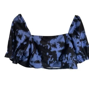 Scarlet Darkness Blue and Black Ruffled Crop Top Size XL whimsigoth romantic - Picture 1 of 5