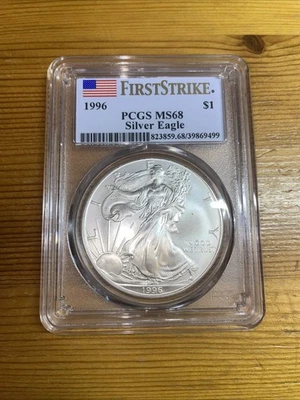 1996 Silver Eagle PCGS MS68 First Strike Key Date! Very Rare And Hard To Find - Image 1 of 2