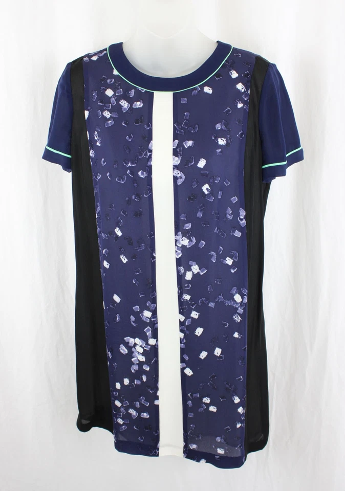 Vestido recto de seda estampado blanco verde azul marino Elizabeth And James para mujer XS Foto 1 de 4