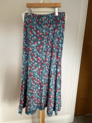 Seasalt Orchard Teal Floral Print Jersey A Line Skirt Size Uk 8 - Image 1 of 4