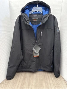 Hawke & Co. Men's XL Black Stretch Soft Shell Zip Front Hooded Jacket - Picture 1 of 12