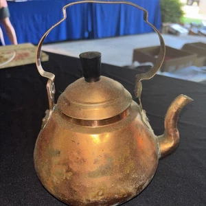 Antique Vintage Copper Tea Kettle Teapot Metal - Picture 1 of 15
