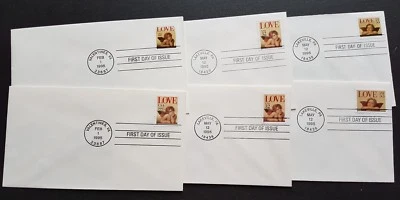 USA 1995 LOVE Stamps FDC x6 covers complete set (official issue covers) - Image 1 of 2