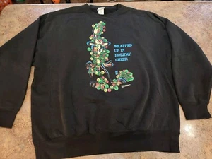 Vintage 1995 Looney Tunes Wile Coyote Wrapped Up In Holiday Cheer Sweatshirt XXL - Picture 1 of 16