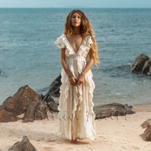Lilian Maxikleid - Boho Old World Hochzeit Festival Kleid Sommer Urlaub Übergröße - Bild 1 von 5