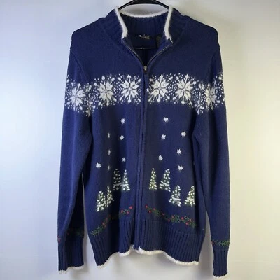 Cardigã feminino Guide Series estampa azul inverno L zíper completo mistura de pele de coelho - Imagem 1 de 4