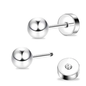 ZDE Women Flat Back Ball Stud Earrings Titanium Hypoallergenic Earrings Stud ... - Picture 1 of 7