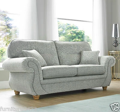 SC FURNITURE LTD Grey High Quality Fabric Material 3 Seater + 2 Armchairs Sofa Suite CLARENCE
