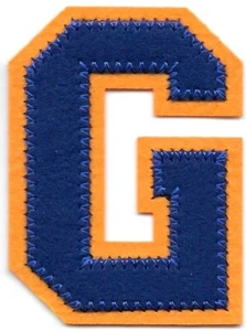 Navy Blue Gold Letter G Patch Block Varsity Letterman's (2 1/2" in) - Picture 1 of 1