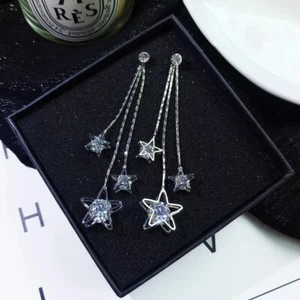Fashion jewelry five - pointed stars long tassel zircon drop Earrings. - Picture 1 of 3