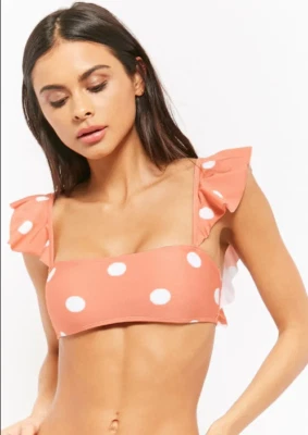 Forever 21 румяна кремовый горошек бикини верхний только большой L - Изображение 1 из 2