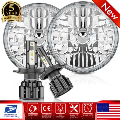For Mercedes Benz 240D 300D 220D 300TD 280 7"Inch Round LED Headlights Hi/Lo H4 - Image 1 of 4