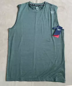 NWT Mens Reebok Tank Top Duck green Heather Muscle top Regular Fit Logo - Picture 1 of 6