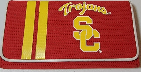 USC TROJANS JERSEY MATERIAL HIGH QUALITY STITCHED TRI FOLD WOMENS WALLET Cover