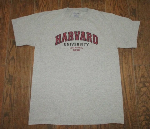 Men's Harvard Crimson Grey Champion T Shirt Sz. L Cover