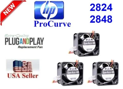 3x New Replacement Sanyo Fans for HP ProCurve 2824 2848 Fans - Image 1 of 4