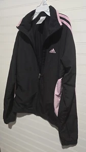 Adidas Women's Warm-Up 3 Striped Track Jacket Size S Black And Pink Windbreaker - Picture 1 of 15