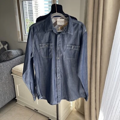 Camisa de algodón vintage resistente a la intemperie para hombre azul denim color algodón XL Foto 1 de 4