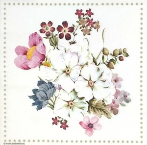 P001# 3x Serpientes de papel individual Tela de decoupage rosa Blanco Mezcla Racimo de flores - Imagen 1 de 9