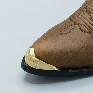 WESTERN COWBOY BOOT TIPS Pair - Semi Round Toe GOLD Finish (FAST SHIPPING) - Picture 1 of 10