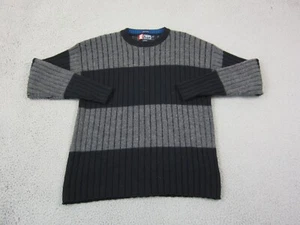 Vintage Ralph Lauren Sweater Adult Medium M Black Gray Striped Wool Mens Chaps - Picture 1 of 12