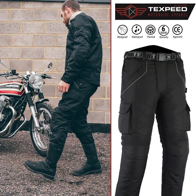 Motorbike Motorcycle Trousers Waterproof Cordura With CE Armour Protection Biker - Image 1 of 4
