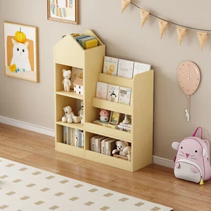 Kids Wooden Bookshelf Toy Storage Organizer Multi Shelf Cubby Storage Bin Unit - Picture 1 of 11