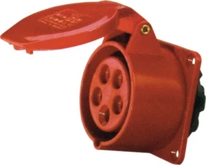 3 PHASE generator outlet socket 16 AMP 415V 450v 5 PIN STAR PANEL SOCKET RED 16A - Picture 1 of 2