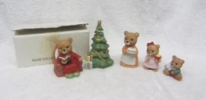Set of 5 Homco CHRISTMAS BEARS with Tree in Box #5302 - Picture 1 of 3