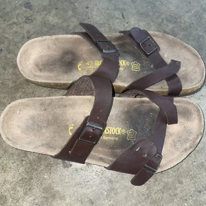 Birkenstock Milano Men's Saddle Brown Leather Ankle Strap Sandals Size 43 / 10 - Picture 1 of 12