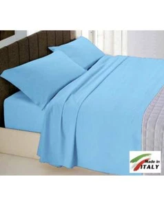 Parure Sacco Copripiumino Matrimoniale Made in Italy Percalle di Cotone AZZURRO - Foto 1 di 1