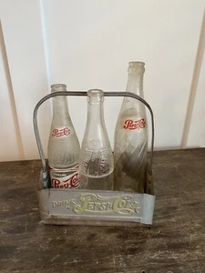 Vintage 1940s Drink Pepsi Cola Six Pack Advertising Metal Bottle Carrier Sign - Picture 1 of 14