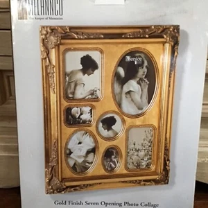 Melannco Gold Finish Seven Opening Photo Collage Frame French Country Style New - Picture 1 of 13