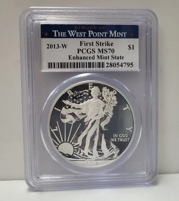 PCGS 2013-W MS70 $1 Silver Eagle Enhanced Mint State First Strike - Image 1 of 4