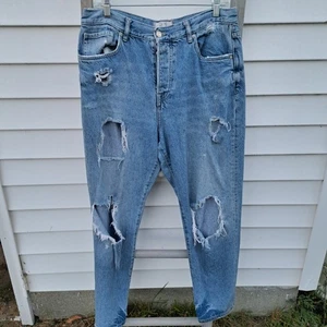 Pantalones de mezclilla holgados para mujer We The Free People talla 31 desgastados azul lavado medio - Imagen 1 de 8