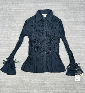 Notations Vintage schwarz Bluse Top klein launisch Goth Vampir dunkel romantisch Y2K neu mit Etikett - Bild 1 von 11