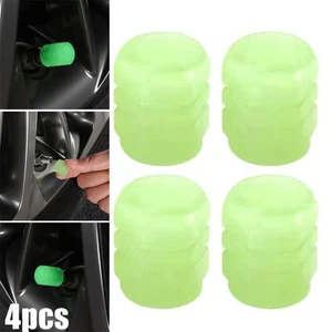 4* Tire Valve Cap Luminous Car Vehicle Wheel Prank Valve Cap Glow Dust Cover Kit - Picture 1 of 12
