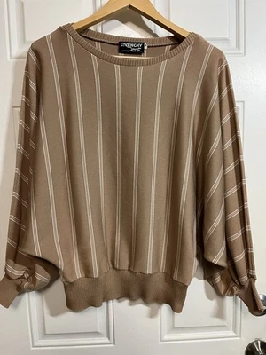 VTG Givenchy Sport Sweater Striped Knit Taupe Brown Oversized Small 90s Y2K - Image 1 of 4
