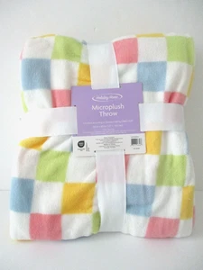 Holiday Home 50 x 70" Plaid Pastel Throw Blanket Yellow Pink Blue Multi NWT - Picture 1 of 5