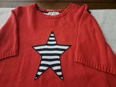 The Quacker Factory Patriotic Sweater Womens Sz L RED WHITE BLUE   - Image 1 of 4