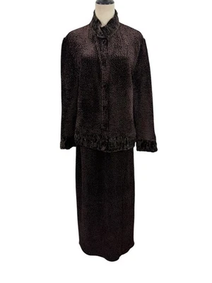 Conjunto De Falda Top Terciopelo Aria A Marrón Arrugado Años 90 De Colección Talla L Boho Caprichoso Femenino Foto 1 de 4