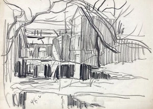 Norman Kent 1948 Nueva Inglaterra o cinturón oxidado dibujo industrial - Imagen 1 de 3