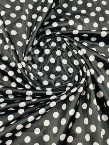 Black/White 1/2inch Polka Dot Soft/Silky Charmeuse Satin Fabric. By The Yard. - Picture 1 of 6