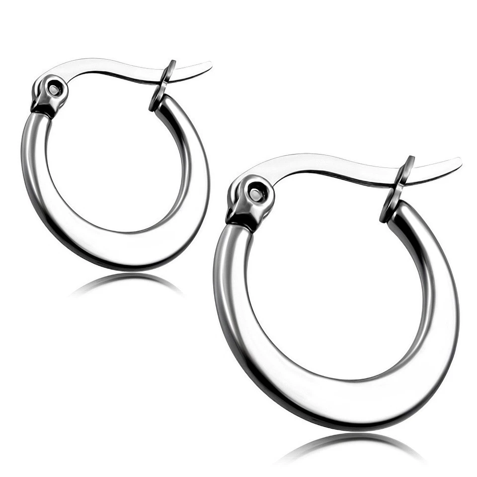 2er Set Orecchini a Cerchio 10 MM Acciaio Inox Argento Falce Metà Luna Tondo - Immagine 1 di 1