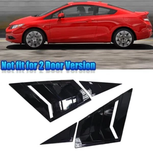 Gloss Black Front Window Scoop Louver Cover Trim For Honda Civic 9th 2011-2015 - Picture 1 of 10