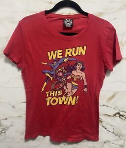 Junk Food T-Shirt Womens Retro Rare DC Comics Wonder Woman Red Burnout Sz XL