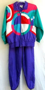 VTG 90s..2 PC..COLORBLOCK..NYLON..TRACKSUIT..JOGGING..WINDBREAKER..JACKET PANT - Picture 1 of 8