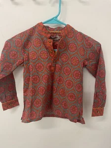 Fabindia Shirt 3-4 Years Embroidered Top Kurta Kurti Button New Hand Block Print - Picture 1 of 9